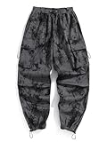 ZAFUL Flat Pocket Parachute Pants for Men Causal Baggy Cargo Pants Unisex Street Y2K Pants Drawstring Trousers Tie Dye M
