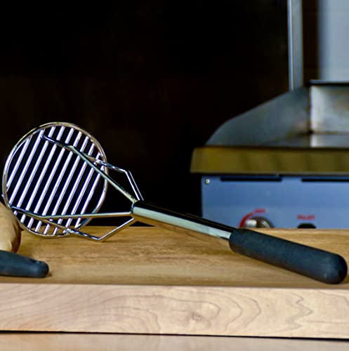 Tezzorio 24 Inch Chrome Plated Round-Faced Potato Masher With Soft Grip Handle Professional Potato Masher thumb #2