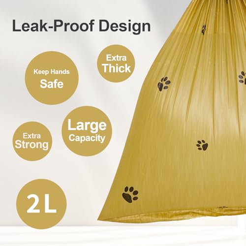 Image of Dog Poop Bags With Dispenser, Strong and Leak-proof Waste Bags for Pets, Floral Scented, 270 Count (18 Packs of 15), 13 Inch x 9 Inch (Khaki)