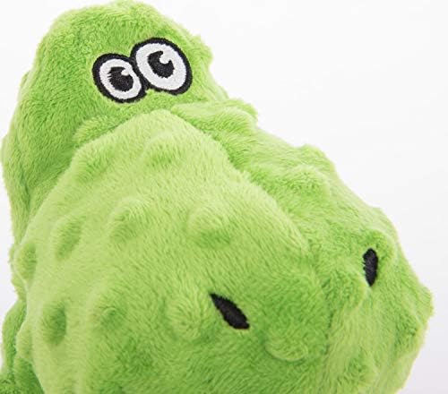 goDog Dinos T-Rex Tough Plush Dog Toy with Chew Guard Technology, Green, Large