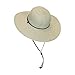 Beige Packable Cotton Fabric Sun Hat, Wide Circle Brim w/Chin Strap, UPF 50+