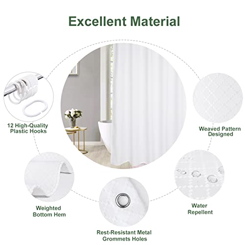 Beneyhome Longer Shower Curtain 75 Inches Height, Wrinkle Free Heavy Duty White Fabric Grommet Bathroom Curtains With Weighted Hem, Machine Washable, Water-Repellent, Hotel Luxury Spa, 72X75 Length #TOP1