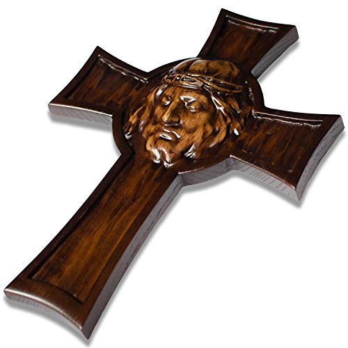 Asterom Cruz de madera hecha a mano para decoración del hogar, cara...