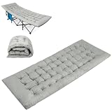 GYMAX Liegenauflage, Auflage Gartenliege 190 x 70 x 7 cm, Auflage Sonnenliege, Feldbett Auflage mit Einstellband für Deckchair, Gartenmöbel & Reisen (Grau)