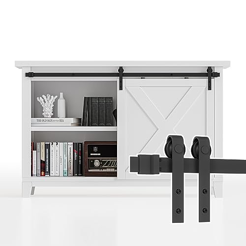 SMARTSTANDARD 4FT Super Mini Cabinet Sliding Barn Door Hardware Kit -Smoothly and Quietly -for TV Stand, Closet, Window -Fit 24
