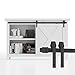 SMARTSTANDARD 4ft Cabinet Barn Door Hardware Track Kit -Super Mini Sliding Door Hardware - Smoothly and Quietly - for Cabinet, TV Stand, Closet - Fit 24" Wide Door Panel - J Shape Hanger (NO Cabinet)