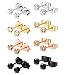 Finrezio 8 Pairs Stainless Steel Stud Earrings for Men Women Round CZ 4-6 Prongs Earrings Set, 4MM