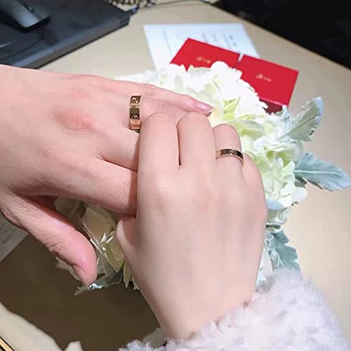 Sxzqarw Love Rings With Screw Design, Band Rings Gold 18K Titanium Steel Wedding Jewelry Anniversary Birthday Gifts For Women Men Girls Boys (Gold, 8) #TOP1
