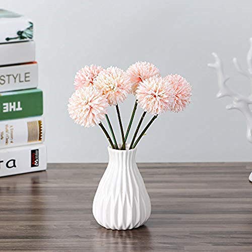 CQURE Artificial Flowers, Fake Flowers Silk Plastic Artificial Hydrangea 10 Heads Bridal Wedding Bouquet for Home Garden Party Wedding Decoration 10Pcs (Pink Champagne)