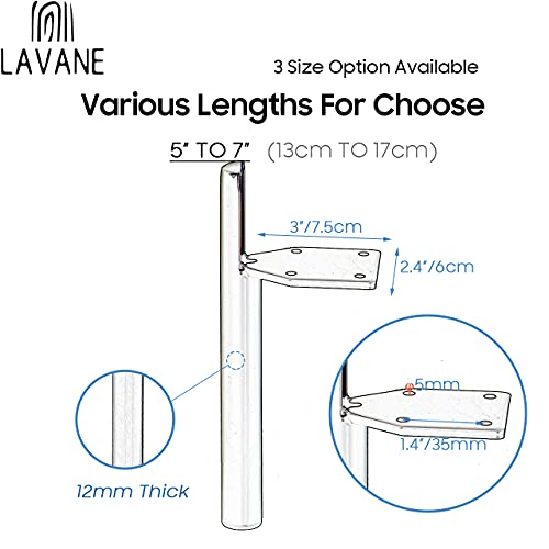 La Vane L:1207181-03-15/T54 6 Inch Metal Furniture Legs, Set Of 4 Modern Iron Tapered Side Mounted Furniture Replacement Feet Chrome thumb #1