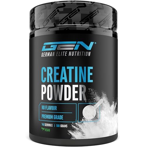 Creatina en Polvo - 500 g - Creatina Monohidrato en Polvo - Óptima Solubilidad y Microfina - Vegano - 146 Usos