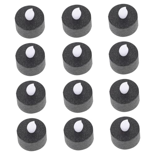 Velas de té LED sin llama seguras para niños y mascotas con diseño negro brillo pack de 12