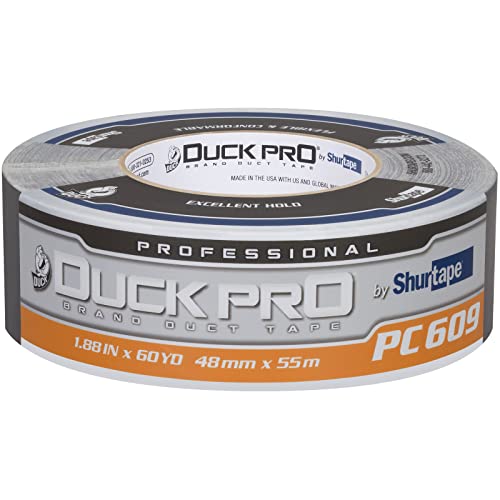 Image of Duck Pro by Shurtape Professional Grade, Co-Extruded Cloth Duct Tape for HVAC, Insulation and Housing Assembly, 48mm x 60yd, 10.0 mil, Silver, 1 Roll (105454)
