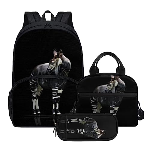 Okapi Backpack With Pencil Pouch And Lunch Box Bag 3 Piece Boys Girls Backpack Combo Set2
