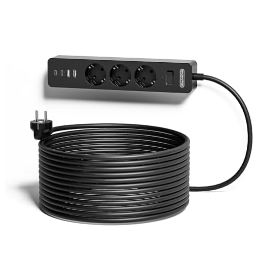 3-vägs grenuttag 5 m med 2 USB, NTONPOWER flera uttag väggmontering med monteringsplatta, ingen borrning, lång förlängningskabel överspänningsskydd, barnsäkerhet – svart, återanvändbar