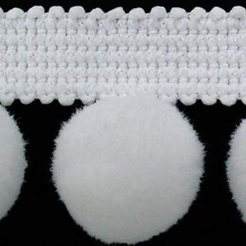LushFabric POM POM Bommel Besatz 10 Meter - 2cm Pompons Weiß Für Deko & Basteln