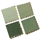Matériau : papier FSSTUD Lot de 100 feuilles de serviettes de cocktail en papier de couleur unie pour cocktail, mariage, réception, dessert, fête d\'anniversaire avec bords festonnés dorés, mélange de vert, 12,7 x 12,7