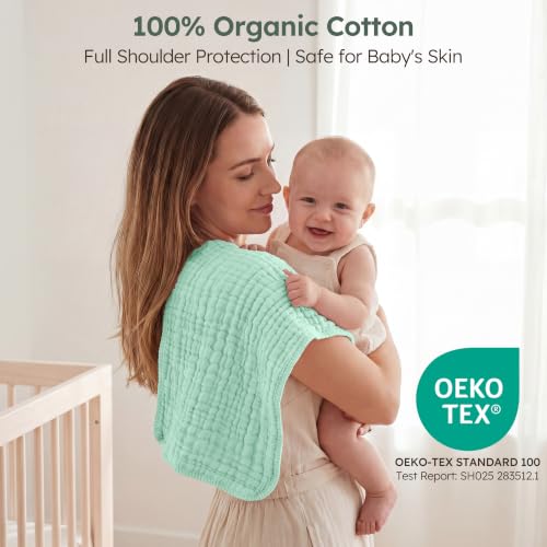 Image of Yoofoss Muslin Burp Cloths for Baby 10 Pack 100% Organic Cotton Baby Washcloths for Boys Girls Large 20''X10'' Super Soft and Absorbent Apricot,Mint Green