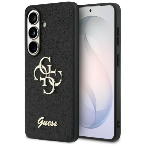 CG MOBILE Guess Fixed Glitter Large 4G Cadre en métal Coque pour Samsung Galaxy S26 (Noir)