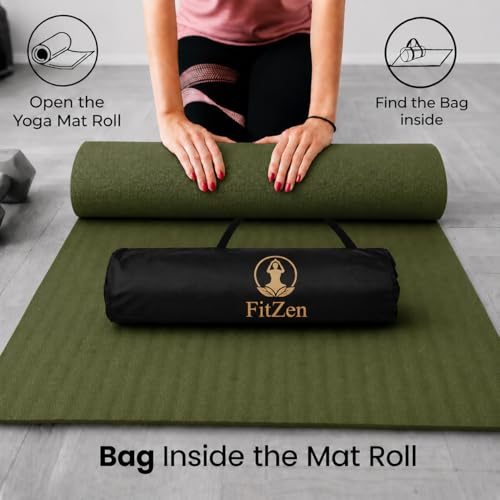 Image of Yoga Mat for Women and Men 4mm with Carry Strap EVA Material Extra Thick Exercise Mat for Workout Yoga Fitness Pilates and Meditation, Anti Tear Anti Slip For Home & Gym Use (Olive)