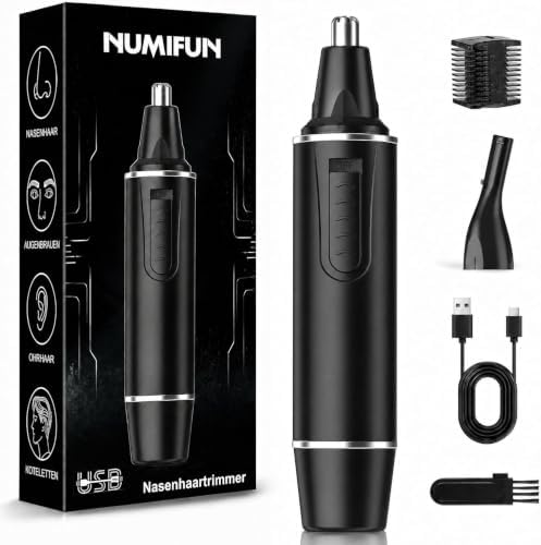 Nasenhaartrimmer Herren, USB Wiederaufladbar Nasenhaarschneider 2 in 1 Set Ohrhaarschneider mit Doppelschneideklingen, Professioneller schmerzfreier esichtshaartrimmer für Männer u