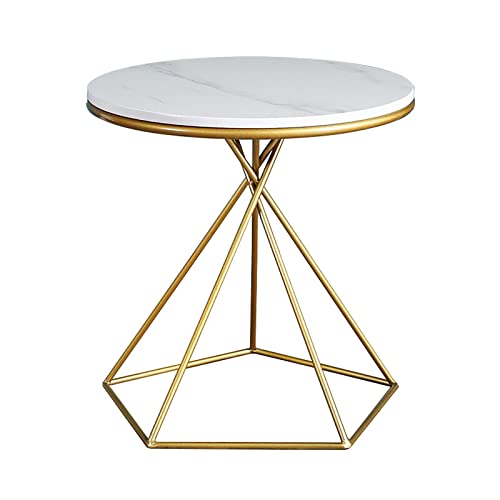 Table en marbre blanc et structure dorée au design géométrique - 2