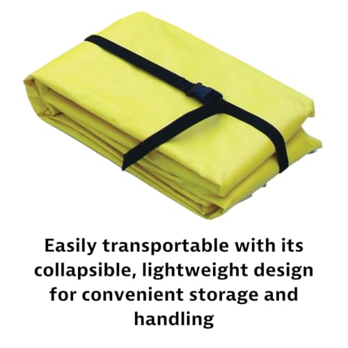 Image of Justrite Rigid-Lock QuickBerm Lite, 4' x 6' x 8 inch Folding Oil Spill Containment Berm, 119 Gallon Spill Capacity, PVC Coated Fabric, Made in The USA, Yellow, 28372