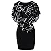 Produktbild VEMOW Elegant Damen Schlauchrock Casual Plus Size Rose Print Schmetterlingshülse Chiffon O-Neck Rüschen Minikleid (Schwarz, 48 DE/XXL CN)