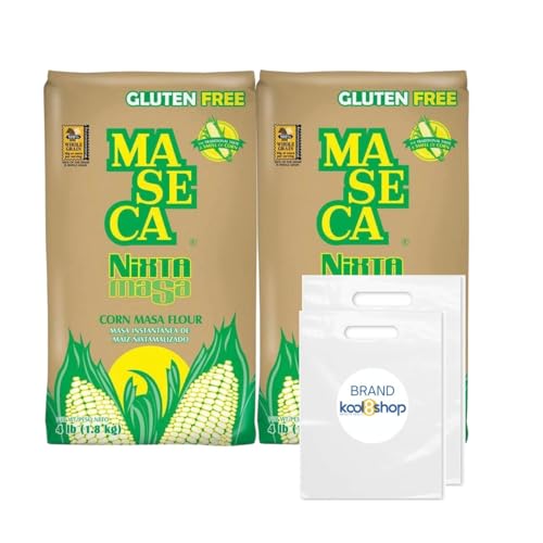 Maseca Nixtamasa Instant Corn Masa Flour Gluten Free Kosher 4 lbs Bag 2 Pack + 2 Storage Reusable Bags by KOOL8SHOP Infinite Deals