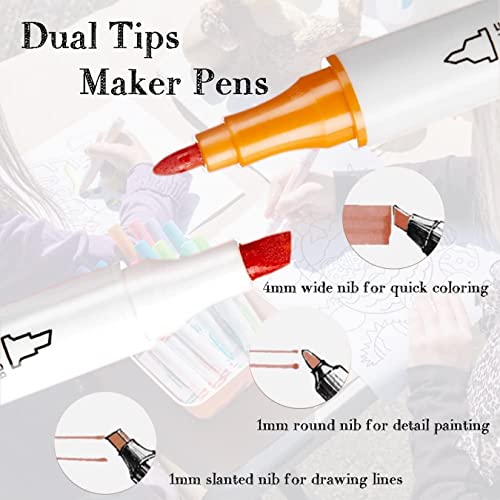 Image of Lakeer Alcohol Markers, Dual Tip Fine and Broad Chisel, Pack of 12 Assorted Colours with Plastic Carrying Case, Ideal for Sketching, Painting, Anime, Manga and Illustration