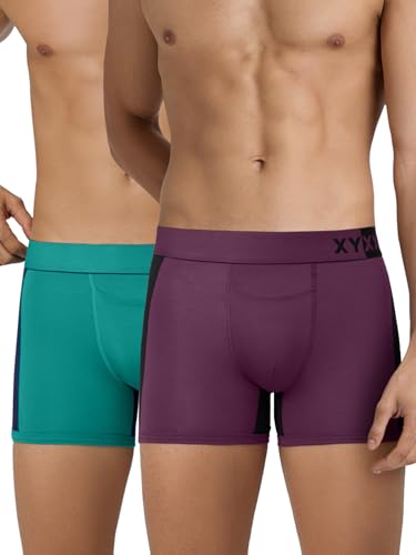 Image of XYXX Men's Dualist Micromodal Colorblock Trunks|Antimicrobial, Regular Fit, No-Marks Waistband|Underwear for Man Combo (Pack of 2)
