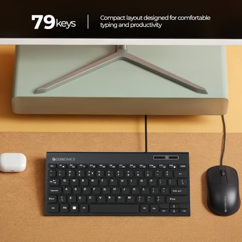 Image of Zebronics K16 Wired Keyboard, 79-Key Layout with Integrated Multimedia Keys, 1.1m Cable Length, ₹ Rupee Key, UV Coated Keys, Spill-Proof Design, USB Interface, Slim & Compact Design