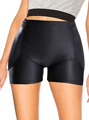 Women Hip Enhancer Panties Boy Shorts Padded Body Shaper Butt Lifter Shapewear Underwear Pads Tummy Control Seamless (Black, L) #TOP1