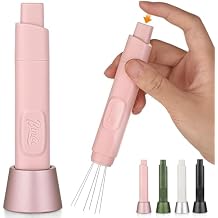 Retractable WDT Tool Espresso Distribution Tool - Coffee Distributor Espresso Stirrer for Barista with Storage Stand & Extra 6 Replaceable Needles Pink