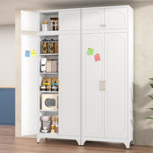 Polup 90' Tall Metal Kitchen Pantry Storage Cabinet with Doors and Shelves