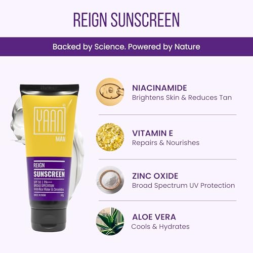 Image of Yaan Man Sunscreen with SPF 50, PA++++ for Oily, Dry & Combination Skin | Sun Protector for Men