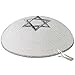 Zion Judaica Knit Quality Kippot for Affairs or Everyday Use Single or Bulk Orders - Optional Custom Imprinting Inside for Any Event (1PC, White with Silver Star)