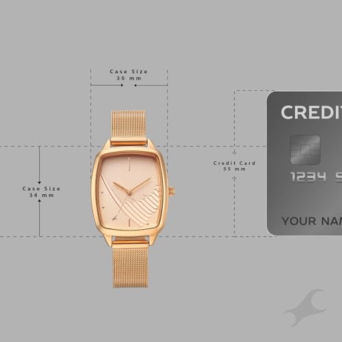 Image of Fastrack Wild Bird Feather Peach Dial Rose Gold Stainless Steel Strap Watch for Women - 6321WM03