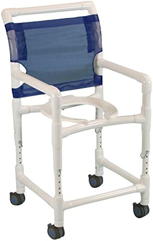 Care Products 520TWHA-RB Adjustable Height Shower Chair with 3" EZ Clean All Locking Twin Wheel Casters, 38" Height, 18" Width, 21" Length