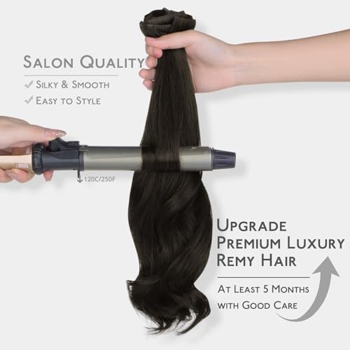 Image of WENNALIFE Invisible Edge Seamless Clip in Hair Extensions Real Human Hair