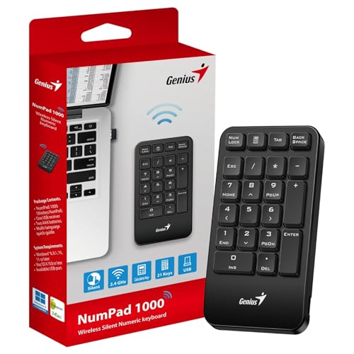 Pavé numérique 2.4GHz Genius NumPad 1000 sans fil portable pour ordinateur portable