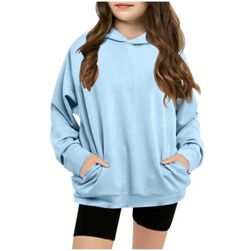 Hoodies For Teen Girls Long Sleeve Oversized Tops Fall Pullover Sweatshirt 5-14 Years Kids Solid Color Clothes