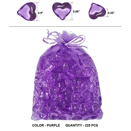 AiFanS Vase Fillers for Home Deco and Centerpieces,Heart Shaped Marbles for Vases,Acrylic Heart Gems for Table Scatter,Valentine's Day Decor - 225PCS, Purple