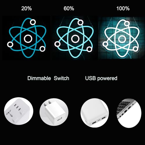 Image of Atomic Neon Sign,Molecule Neon Light,Led Light Up Sign,Neon Science Decor,Led Sign for Science Classroom Bedroom Wall Decor Game Room Man Cave kids Room Decor