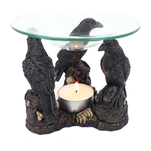 3 Gothic Dark Raven Skull Wax Tart Warmer Oil Burner Tealight Candle Holder Cover