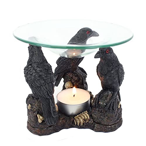 3 Gothic Dark Raven Skull Wax Tart Warmer Oil Burner Tealight Candle Holder