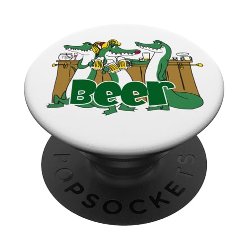 FUNNY BEER TEE. GATORS DRINKING A BEER AT A BAR ALCOHOL BEER PopSockets Swappable PopGrip