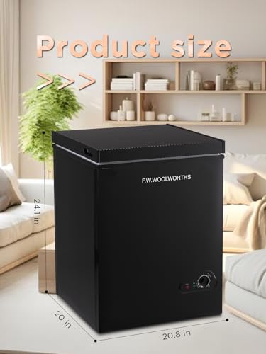 F.W.WOOLWORTHS 3.5 Cu.Ft Chest Freezer with Removable Basket, Deep Freezer Adjustable 7 Thermostat, Compact Freezer for Kitchen, House, Office, Garage, Basement, RVs-Black - Thumbnail 2