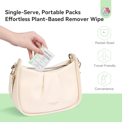 SAVILAND Plant-Based Nail Polish Remover Pads: Non Acetone Nail Polish Remover Wipes 100 Pcs Castor Oil & Shea Butter Travel Nail Kit Large Pads for Sensitive Nails Remover Salon Use
