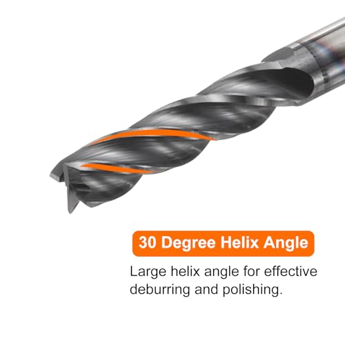 Image of HARFINGTON Carbide Square Nose End Mill Bit 1 /4 inch Cut Dia 4 Flutes TiAlN Coated Milling Cutter for Hardened Steel Metal (1 /4 inch Shank 1 inch Cut Length 4 inch Long 30 Degree Helix)